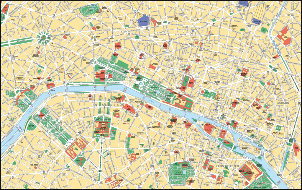 большая подробная карта Парижа