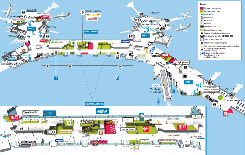 подробная схема аэропорта Орли в Париже