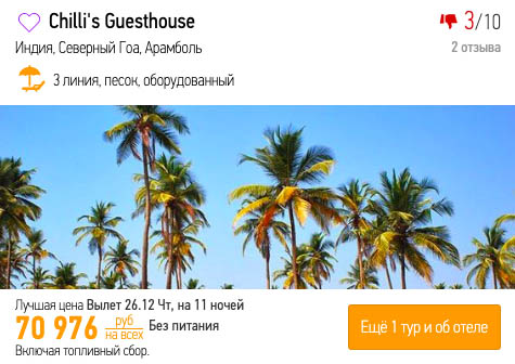 Новый год на Гоа из Перми за 35500₽