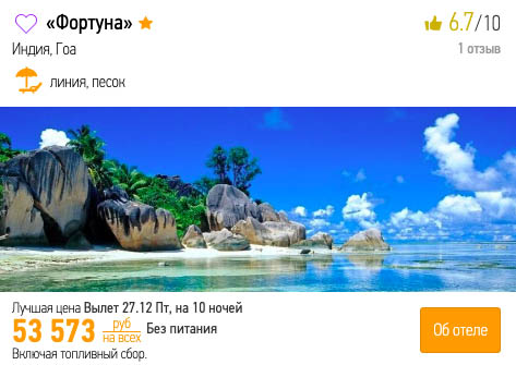 Тур на Новый год на Гоа из Ростова-на-Дону за 26800₽
