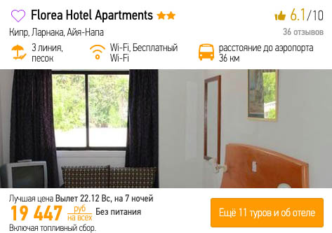 Туры на Кипр из Москвы за 9700₽