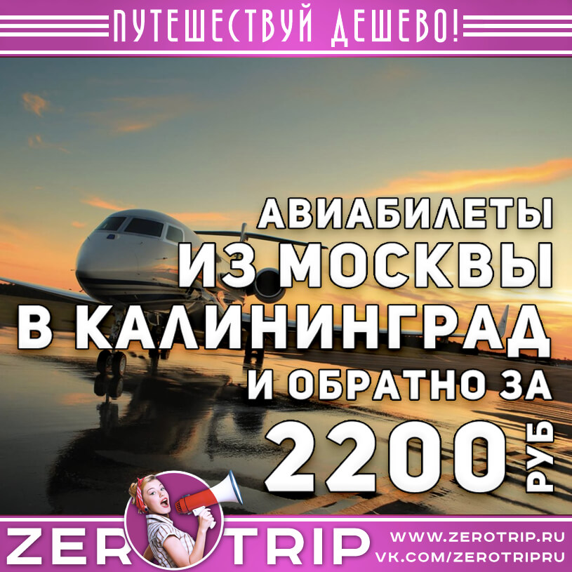 Авиабилеты в Калининград из Москвы за 2200₽